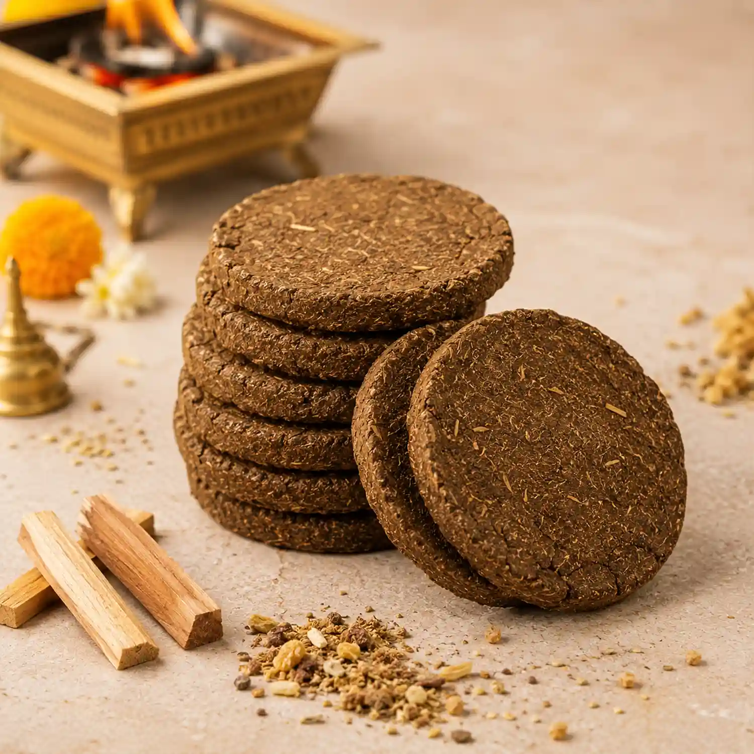 Cow Dung Cakes for Puja | Dried Gomaya Kanda | Sacred Cow Dung Upla for Havan & Rituals